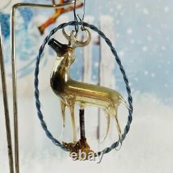 Vintage Antique Bimini Deer Blown Mercury Glass Christmas Ornaments Silver Rare