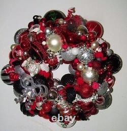 Vintage Black Silver Christmas ornament wreath Germany Glass 16584 Shiny Brite