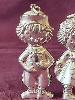 Vintage Bobbs Merrill Sterling Silver Raggedy Ann & Andy Pendant/xmas Ornament