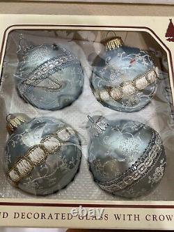 Vintage Christmas By Krebs Light Blue/teal/silver Ball Ornaments Set Of 20