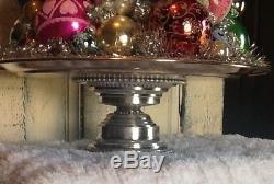 Vintage Christmas Centerpiece tabletop ornaments silver topiary decoration tree