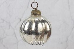 Vintage Christmas Decor Ornament Silver Mercury Glass German Pumpkin Shape Ball