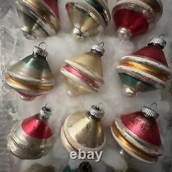 Vintage Christmas Glass Tree Ornaments Shiny Brite Atomic Tornado Set Of 12