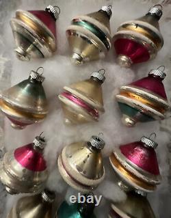 Vintage Christmas Glass Tree Ornaments Shiny Brite Atomic Tornado Set Of 12