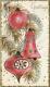 Vintage Christmas Pink Silver Embossed Ornaments Silver Gold Greeting Art Card