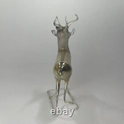 Vintage German Bimini Mercury Glass Silver Deer Stag Christmas Ornaments Set 2