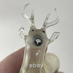 Vintage German Bimini Mercury Glass Silver Deer Stag Christmas Ornaments Set 2