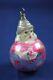 Vintage Glass Christmas Ornament SANTA ON A BALL German Figural Decoration Pink