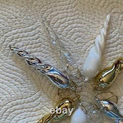 Vintage Gold silver Mercury Glass Icicle Tear Drop Christmas Ornaments Teardrop