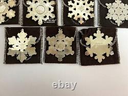 Vintage Gorham Sterling Snowflake Ornaments Lot of 11 1971-1994