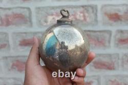 Vintage Kugel Glass Ball Hanging Christmas Decorative Ornament Antique Silver