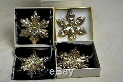 Vintage Lot of 4 Gorham Sterling Silver Christmas Ornament Snowflakes 1972 -75