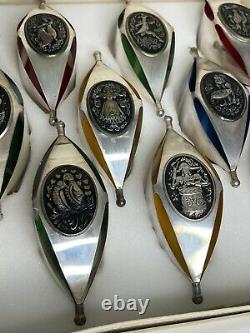 Vintage MCM 12 Days of Christmas Marquis International Sterling Silver Ornaments