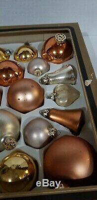 Vintage Mercury Glass Christmas Ornaments West Germany Gold Silver Rose Gold