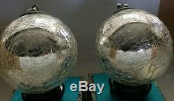 Vintage Mercury heavy Crackle Glass Kugel Silver Christmas Ornament 3