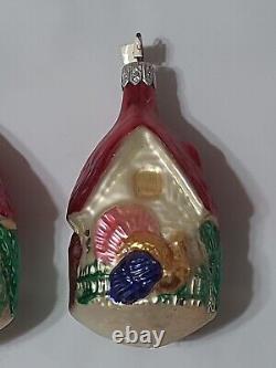 Vintage Old World Christmas Mercury Glass Ornaments Cottage Peacock Poland