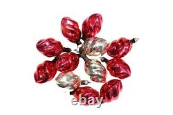 Vintage Red & Silver Swirl Twist Christmas Ornaments, Rare Hard To Find