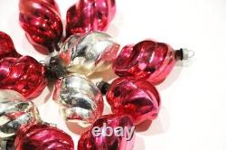 Vintage Red & Silver Swirl Twist Christmas Ornaments, Rare Hard To Find