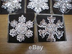 Vintage Set Sterling Siver Gotham 1970 / 1977 Snowflake Christmas Ornaments