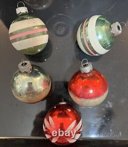 Vintage Shiny Brite Poland Paper Capped Silvered Unsilvered Ornament Lot