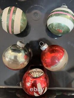 Vintage Shiny Brite Poland Paper Capped Silvered Unsilvered Ornament Lot