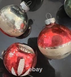 Vintage Shiny Brite Poland Paper Capped Silvered Unsilvered Ornament Lot