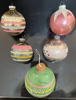 Vintage Shiny Brite Poland Paper Capped Silvered Unsilvered Ornament Lot