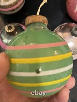 Vintage Shiny Brite Poland Paper Capped Silvered Unsilvered Ornament Lot