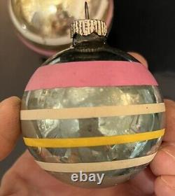 Vintage Shiny Brite Poland Paper Capped Silvered Unsilvered Ornament Lot