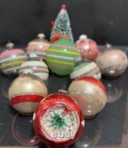 Vintage Shiny Brite Poland Paper Capped Silvered Unsilvered Ornament Lot