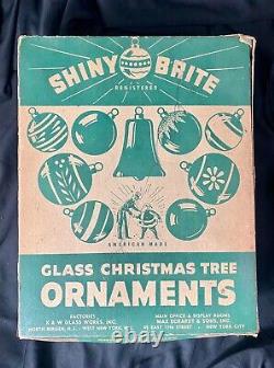 Vintage Shiny Brite early 1940's Glass Christmas Ornaments- Silvered balls