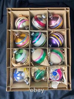 Vintage Shiny Brite early 1940's Glass Christmas Ornaments- Silvered balls