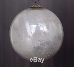 Vintage Silver Christmas Kugel / Ornament 4 Original Heavy Glass & Hook #0070
