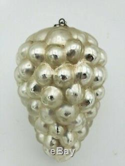 Vintage Silver Grape Cluster Kugel Christmas Ornament. Approx. 4 Long