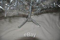 Vintage Silver PomPom Christmas Tree With Color Wheel Light Ornaments Included