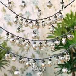 Vintage Style Silver Glass Decorations Christmas Tree Ornaments Balls 100 Pc Set