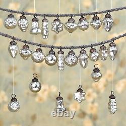 Vintage Style Silver Glass Decorations Christmas Tree Ornaments Balls 50 Pcs Set