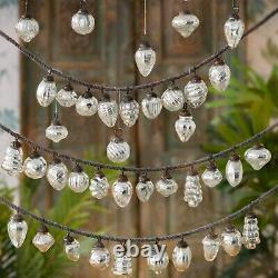 Vintage Style Silver Glass Decorations Christmas Tree Ornaments Balls 50 Pcs Set