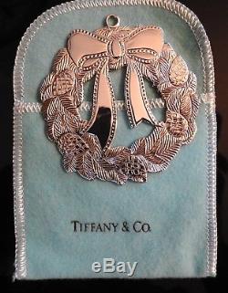 Vintage Tiffany & Co Sterling Silver Bow Evergreen Wreath Christmas Ornament Box
