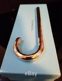 Vintage Tiffany & Co Sterling Silver Gold Candy Cane Christmas Ornament with Box