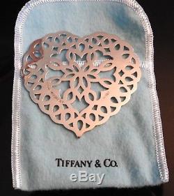 Vintage Tiffany & Co Sterling Silver Heart Snowflake Christmas Ornament Box 1997