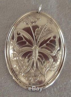 Vintage Towle Sterling Silver Large Oval Butterfly Pendant Ornament Medallion