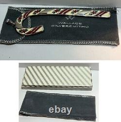 Vintage Wallace Silversmiths 1981 Peppermint Candy Cane Ornament Pouch Box RARE
