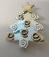 Vntg Signed HOB Mexico Sterling Silver Christmas Tree Gold Ornaments Pin Brooch