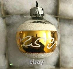 Vtg Christmas Ornaments Blown Mercury Glass Painted & Mica East German Box of 12