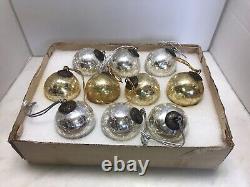 Vtg Kugel Style TRADITIONS Crackled Glass Christmas Ornaments Silver Gold #10
