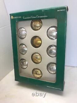 Vtg Kugel Style TRADITIONS Crackled Glass Christmas Ornaments Silver Gold #10