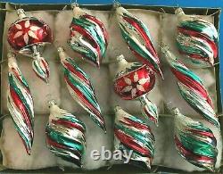 Vtg Teardrop Indent Reflectors Icicles Swirls Finial Glittered Xmas Ornaments 11