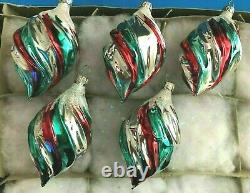 Vtg Teardrop Indent Reflectors Icicles Swirls Finial Glittered Xmas Ornaments 11
