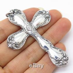 Vtg Towle 925 Sterling Silver Spoon Cross Christmas Ornament / Large Pendant